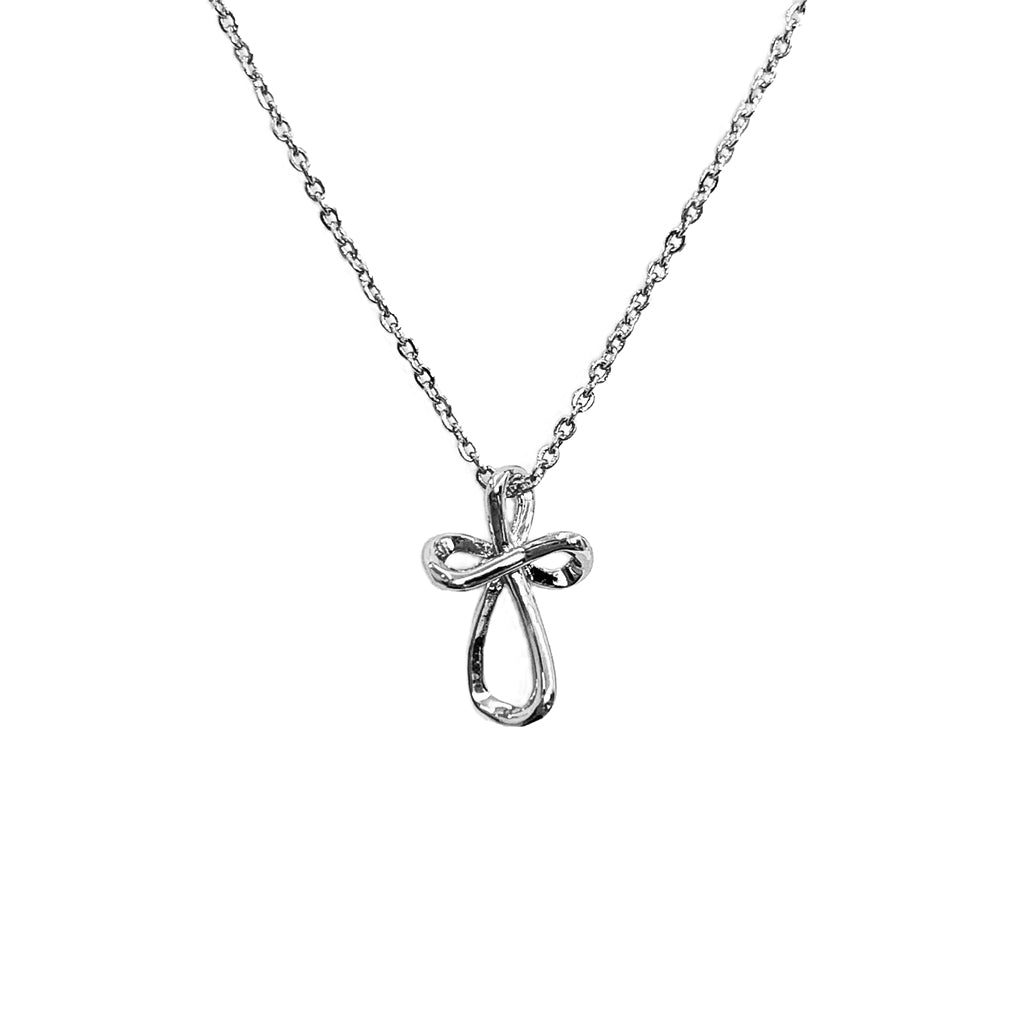 Infinity Cross Pendant Necklace - White Gold
