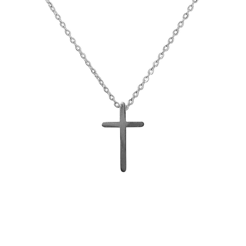 Elegance Cross Pendant Necklace - White Gold