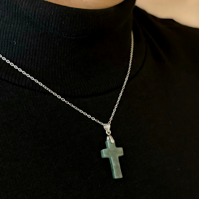 Green Jadeite Cross Necklace