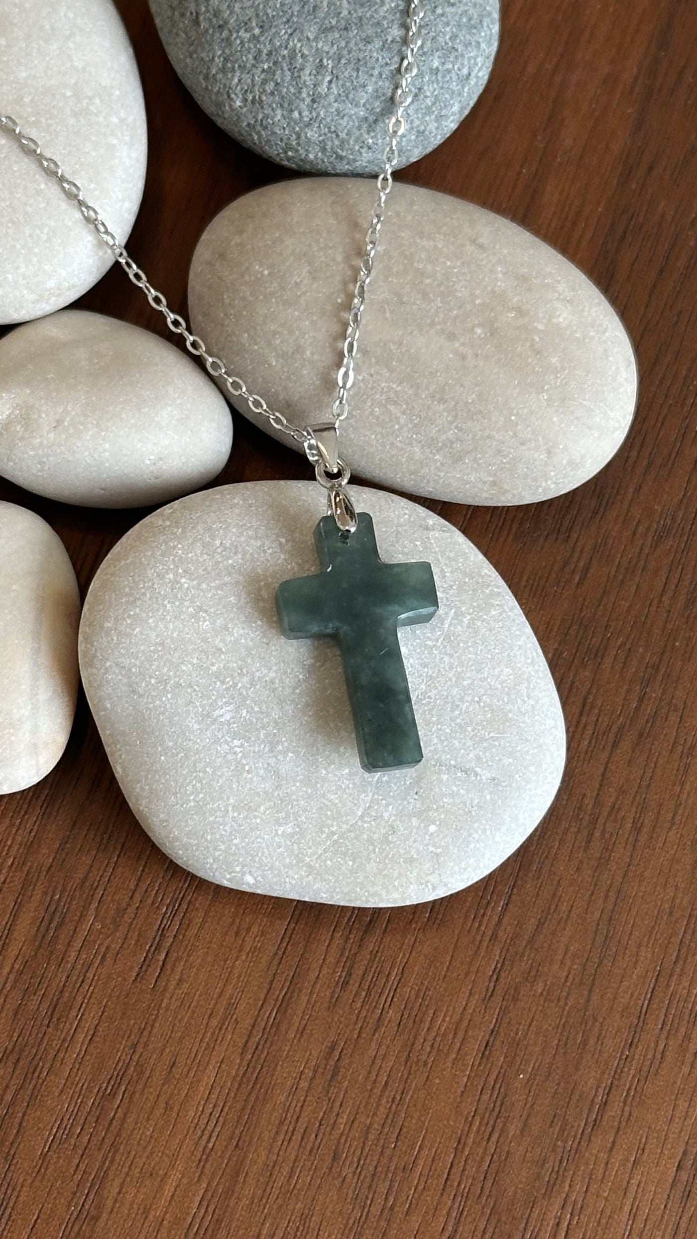 Green Jadeite Cross Necklace