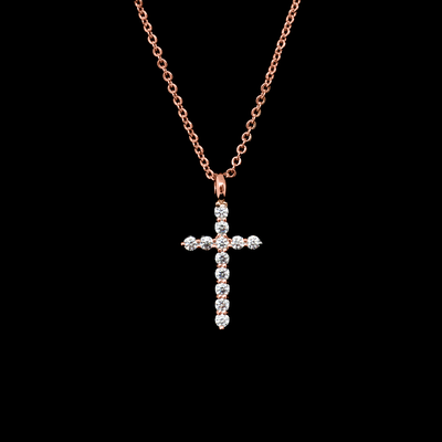 Brilliance Eternity Cross Pendant Necklace - Rose Gold