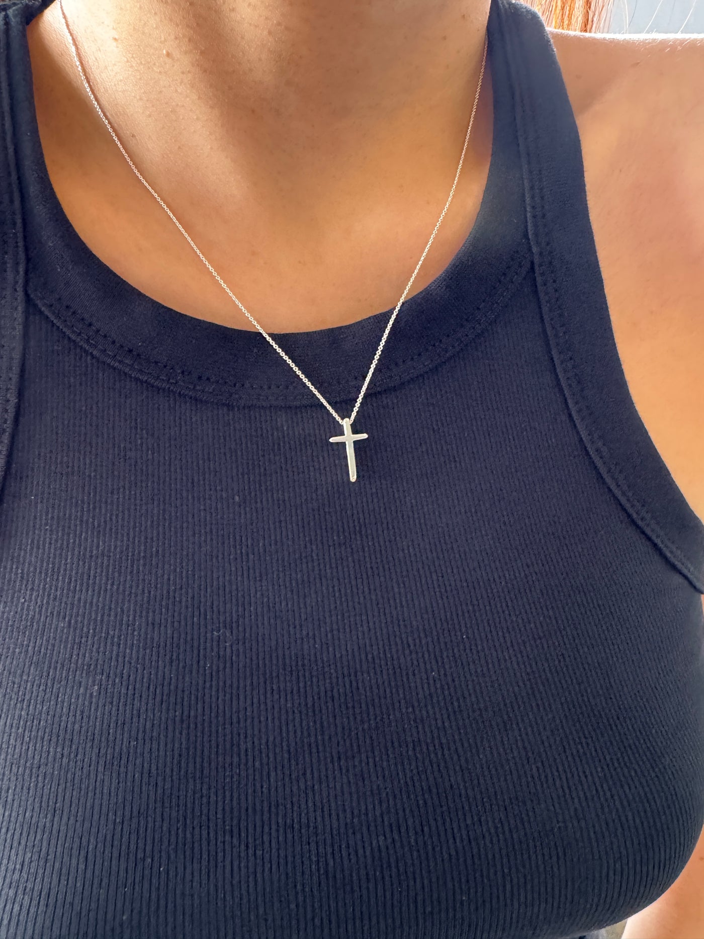 Elegance Cross Pendant Necklace - White Gold