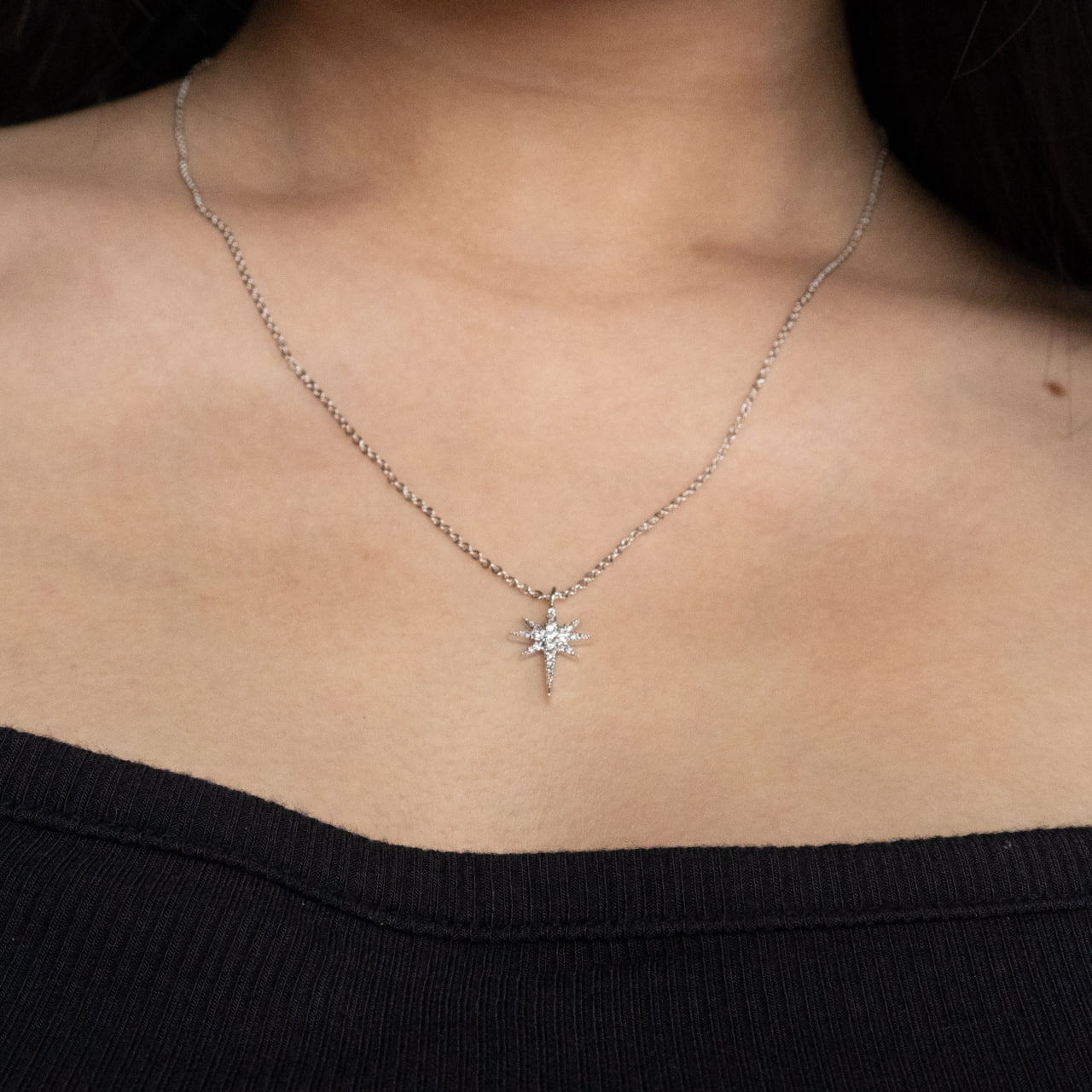Brilliance Bethlehem Star Pendant Necklace - White Gold