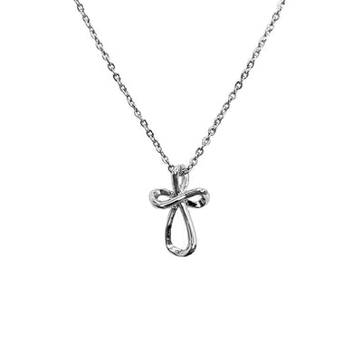 Infinity Cross Pendant Necklace - White Gold