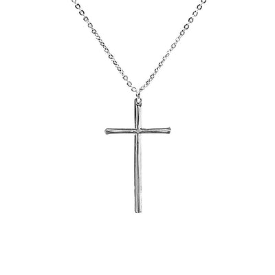 Classic Cross Pendant Necklace - White Gold