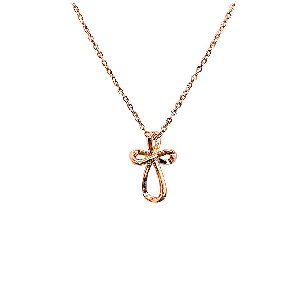 Infinity Cross Pendant Necklace - Rose Gold