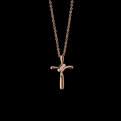Brilliance Trinity Cross Pendant Necklace - White Gold